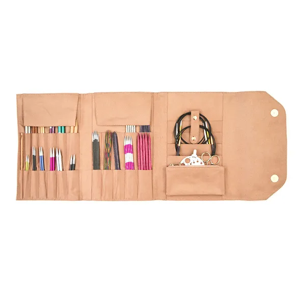 knitpro clay virbalų ir mezgimo priedų dėklas pavyzdys su priemonėmis