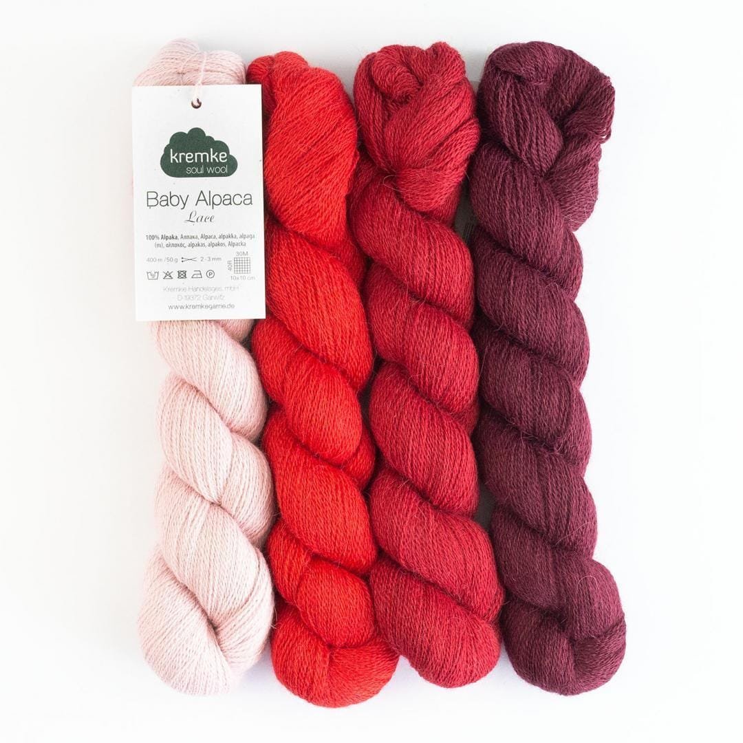 kremke baby alpaca lace 4 raudoni atspalviai