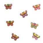 Dekoratyvinės spalvingos medinės sagos - DRUGELIAI (25 mm)