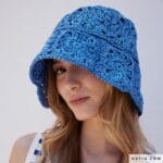 Zila tamborēta spaiņa cepure no Katia WOW Raffia