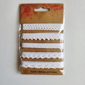 OPRY cotton lace trim ribbon set, white (5 × 1 m)