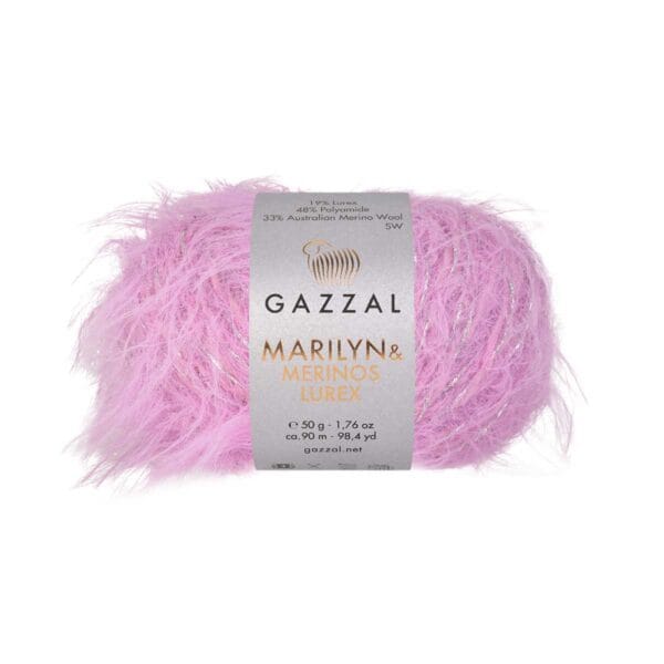 Gazzal MARILYN & MERINOS LUREX pink fluffy yarn, colour 8255