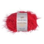 Gazzal MARILYN & MERINOS LUREX red fluffy yarn, colour 8265