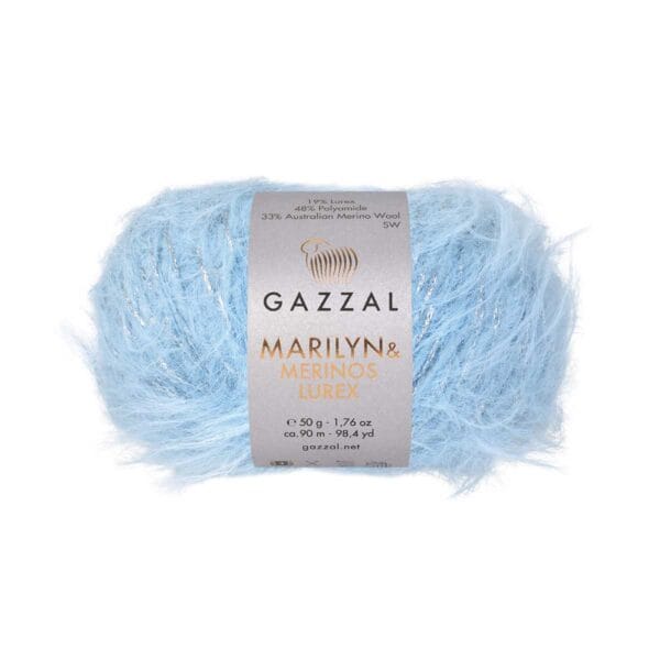 Gazzal MARILYN & MERINOS LUREX light blue fluffy yarn, colour 8280