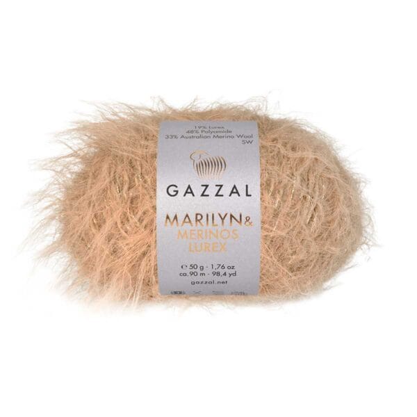 Gazzal MARILYN & MERINOS LUREX beige fluffy yarn, colour 8283