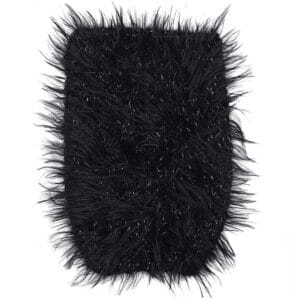 Gazzal MARILYN & MERINOS LUREX black fluffy knitted swatch, colour 8281