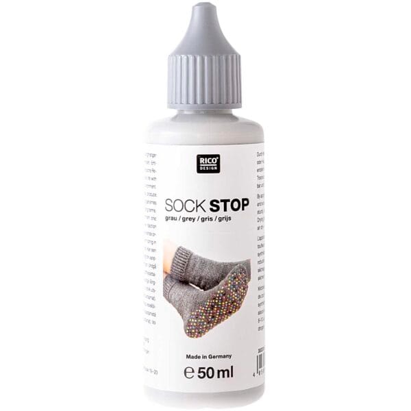Rico Design Sock Stop grey non-slip latex for socks, 50 ml bottle