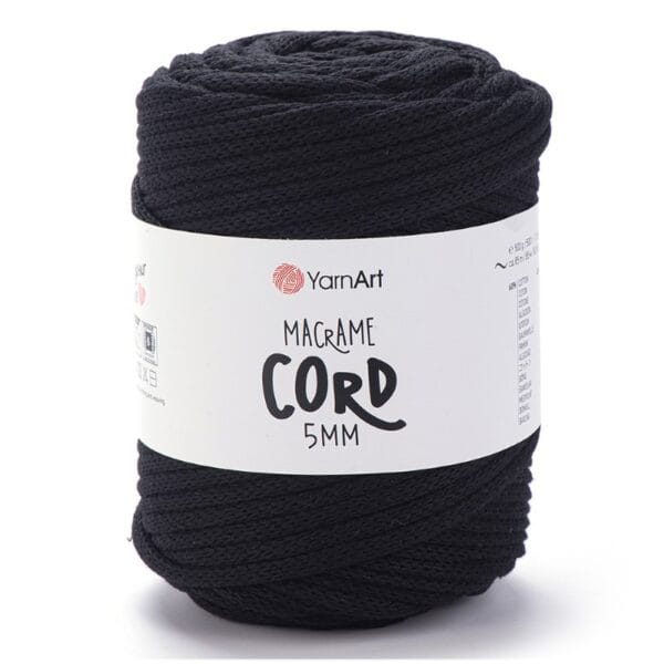 YarnArt MACRAME CORD 5 mm melna makramē aukla, krāsa 750