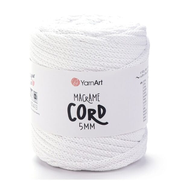 YarnArt MACRAME CORD 5 mm balta makramē aukla, krāsa 751