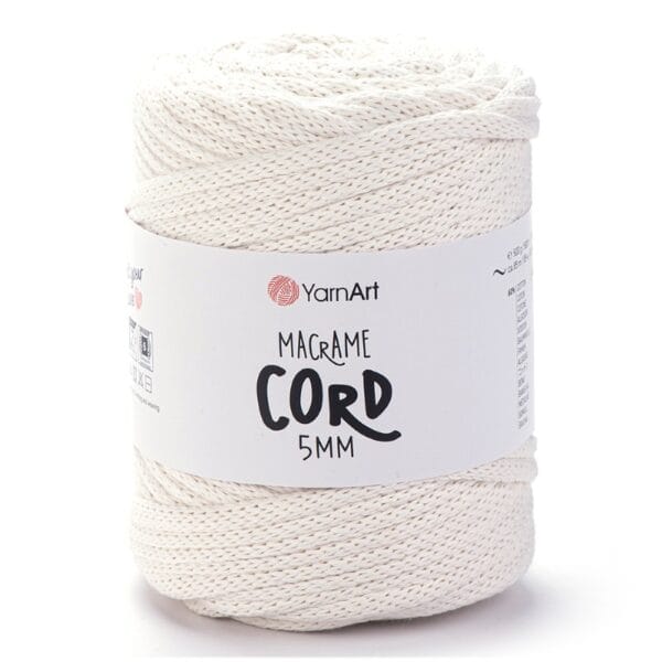 YarnArt MACRAME CORD 5 mm krēmkrāsas makramē aukla, krāsa 752