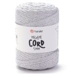 YarnArt MACRAME CORD 5 mm gaiši pelēka makramē aukla, krāsa 756