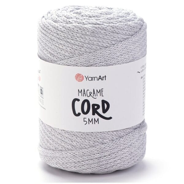 YarnArt MACRAME CORD 5 mm gaiši pelēka makramē aukla, krāsa 756