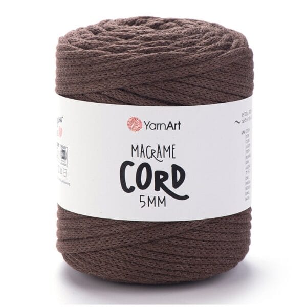 YarnArt MACRAME CORD 5 mm brūna makramē aukla, krāsa 769