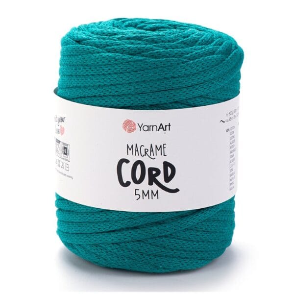 YarnArt MACRAME CORD 5 mm tirkīzzila makramē aukla, krāsa 783