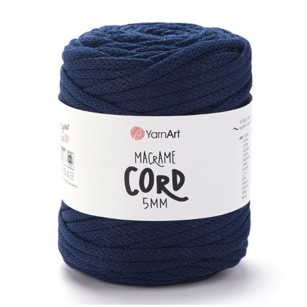 YarnArt MACRAME CORD 5 mm tumši zila makramē aukla, krāsa 784