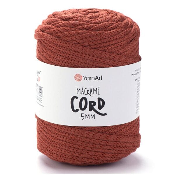 YarnArt MACRAME CORD 5 mm ķieģeļsarkana makramē aukla, krāsa 785