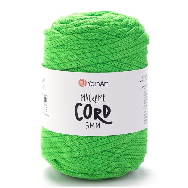 YarnArt MACRAME CORD 5 mm koši zaļa makramē aukla, krāsa 802